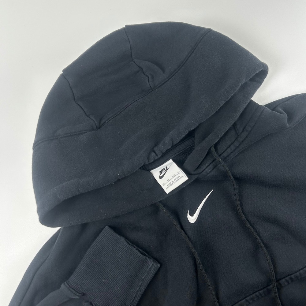 Nike WMNS XS Center Swoosh Sportswear Fleece Oversized Cropped Hoodie Black Boxy